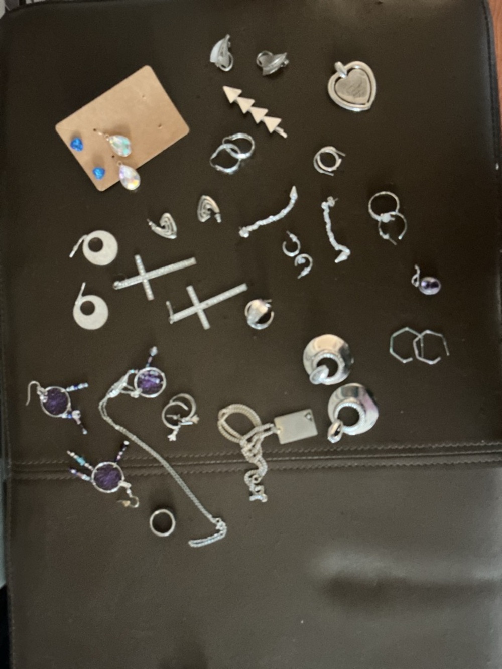 Thirty Piece Jewelry Lot Dream Catcher Silver Loops Cross Earrings Necklaces 30